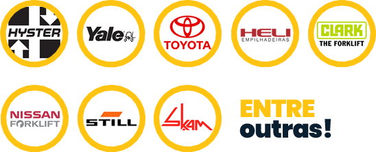 Marcas que trabalhamos: hyster, yale, toyota, clark, nissan, still, skam, entre outras